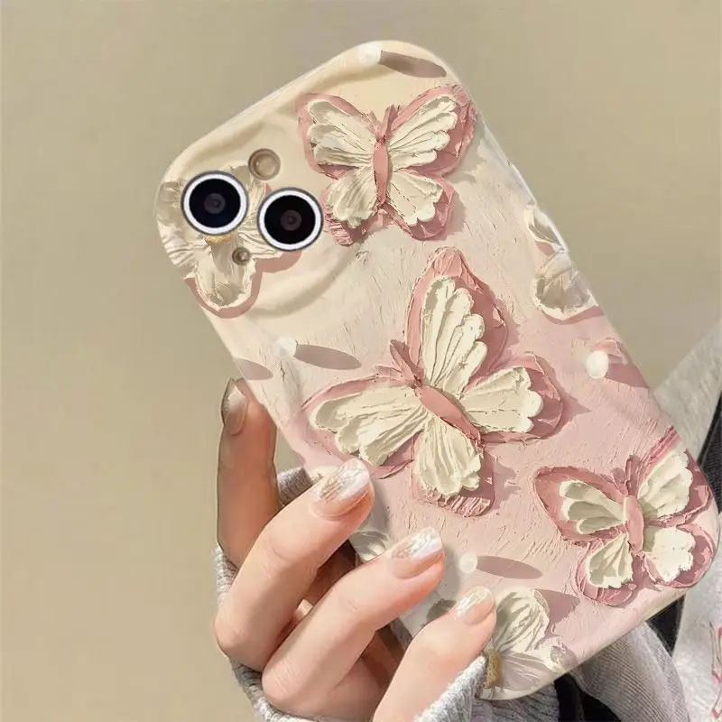 Pearl Butterfly Phone Case For Samsung Galaxy A54 A24 A33 A34 A73 5G A31 A32 A51 A52 A53 A71 A72 A30 A20 A50 A50S A30S Cover