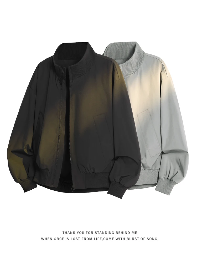 

Зимняя новинка: мужская куртка свободного кроя с воротником-стойкой на молнии, повседневная верхняя одежда, ветрозащитная, из полиэфирного волокна, молодежный стиль