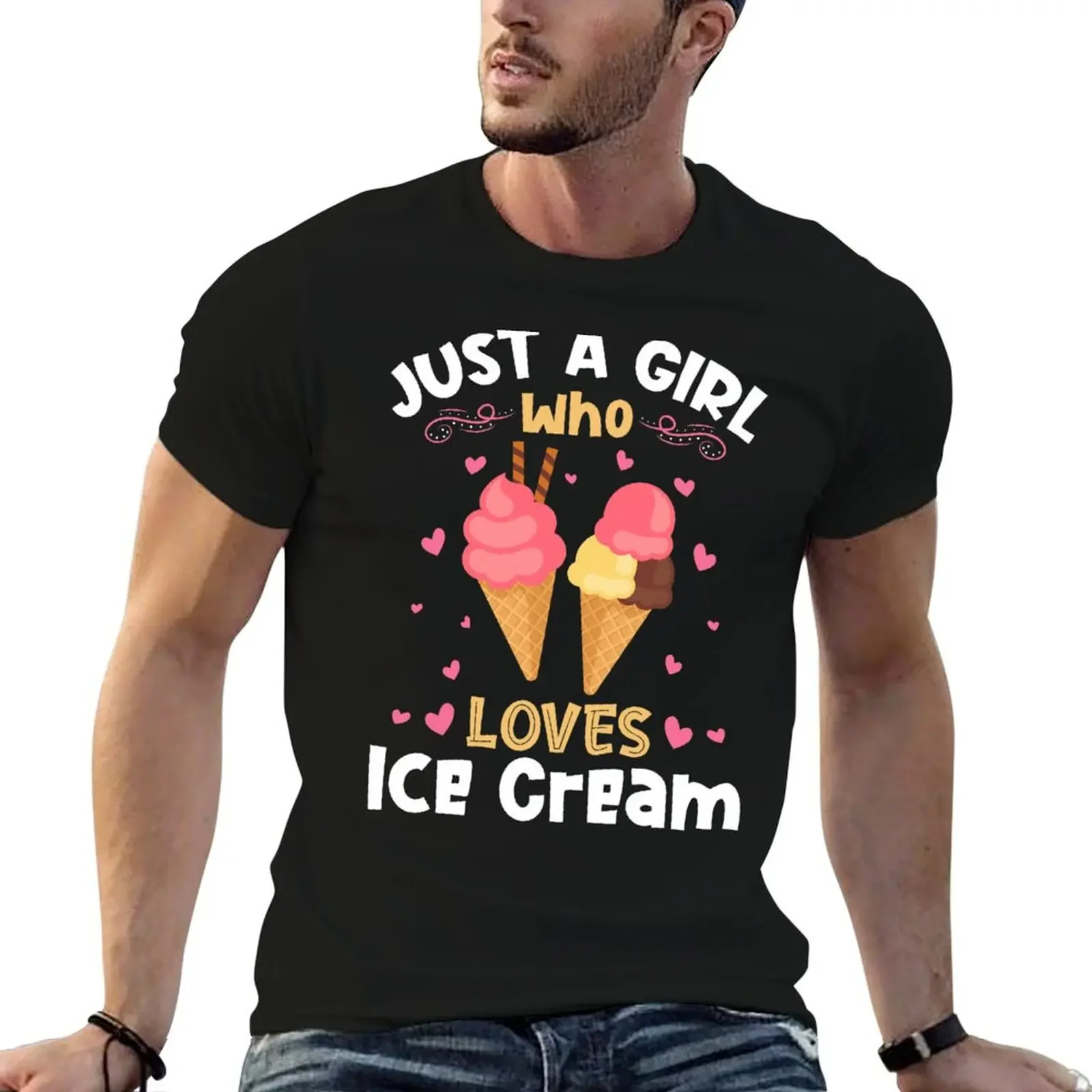 Just a Girl who Loves Ice Cream T-Shirt graphic t shirts blacks Men's t-shirts