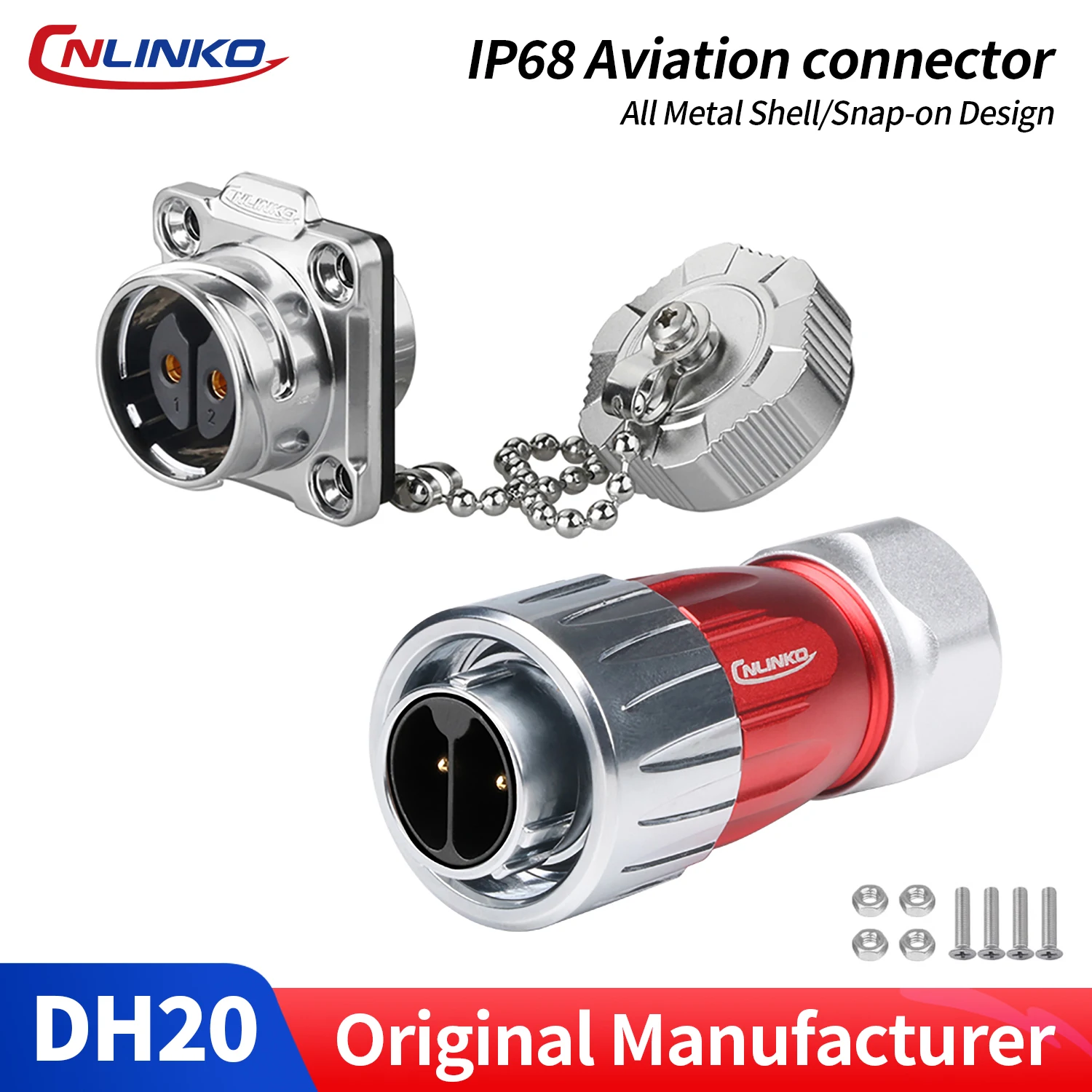CNLINKO DH20 5P Waterproof Quick Connect Industrial Connector Full Metal Electrical Soldering Terminal Connector for Solar Panel