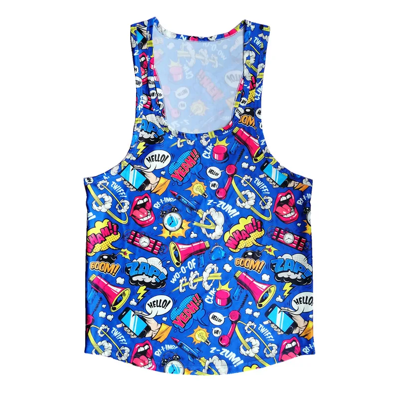 

Men's Beach Quick Dry Workout Graphic Tank Top Gym Muscle Tee Fitness Bodybuilding Sleeveless T Shirt