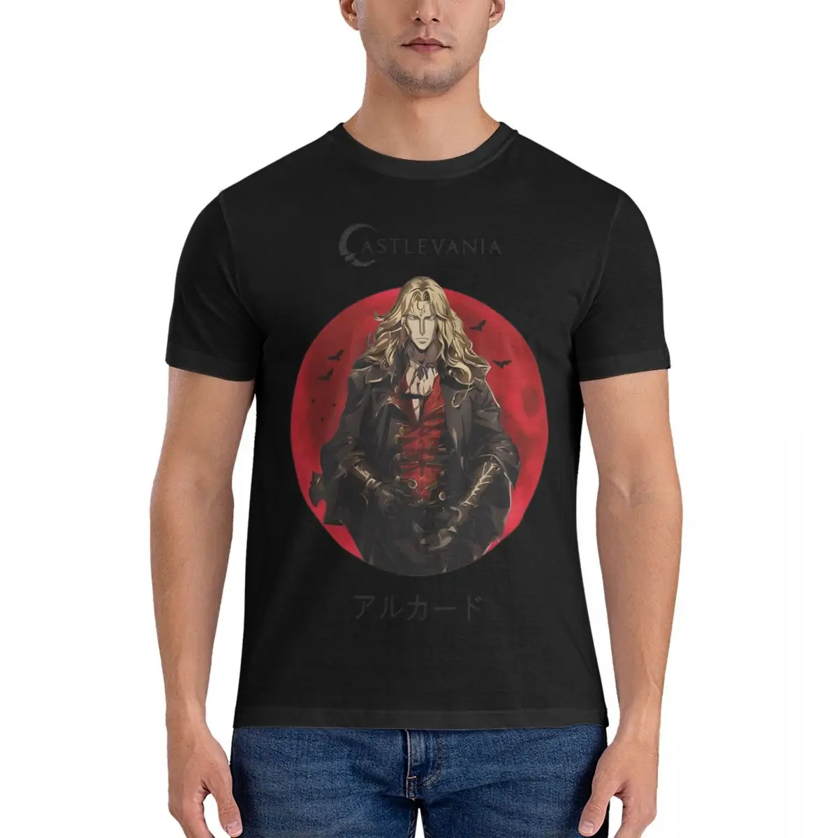 T-Shirt Vintage Castlevania Alucard per uomo T-Shirt girocollo in puro cotone Castlevania T-Shirt manica corta abbigliamento estivo