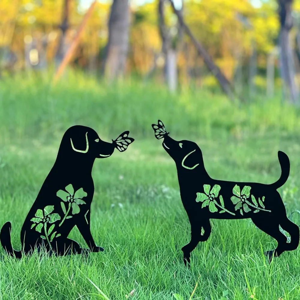 

Металлические декоративные садовые колья для собак, статуи силуэта собаки для искусства двора, снаружи, патио, наружного декора, садовых украшений