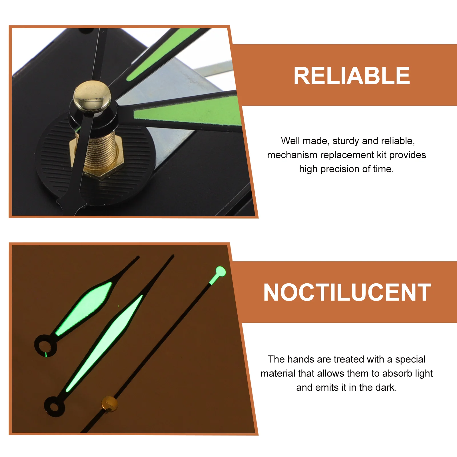 1 set Glow In The Dark Clock Movement Silent Wall Clock Mechanism Replacement Operated Clock Motor Long Shaft Quartz