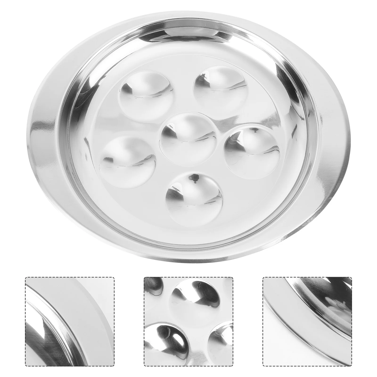 

Stainless Steel Escargot Dish 6 Holes Stackable Heat Resistant Snail Plate Baking Server Kitchen Utensil Restaurant Hotel