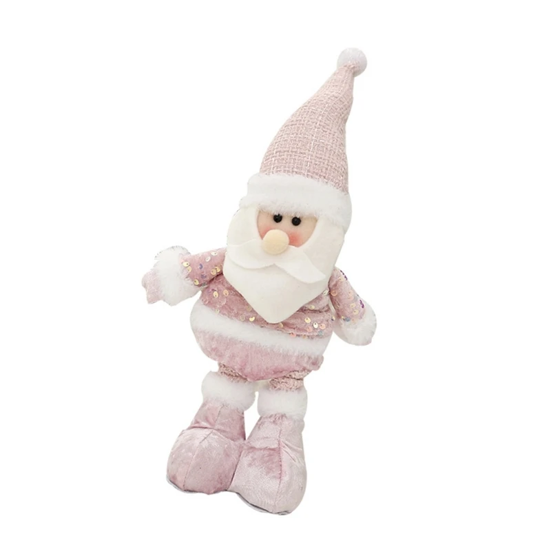 Boneka Berdiri dengan Dapat Diperpanjang Dekorasi Santa/Manusia Salju/Rusa Ornamen Pajangan Meja Liburan Buatan