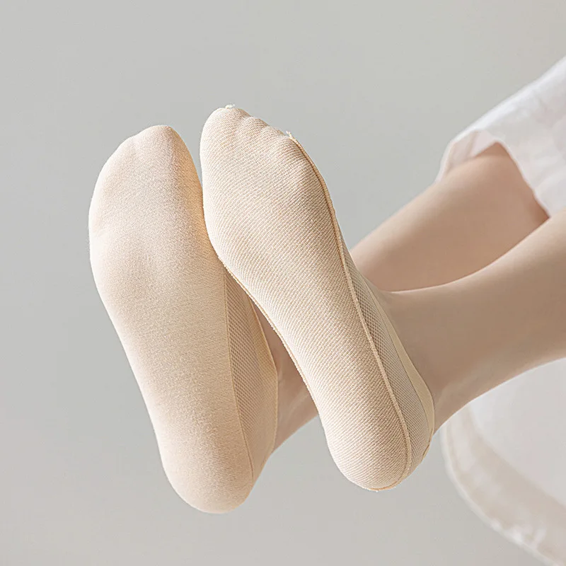 5 Pairs Women's Breathable Mesh No-Show Socks Ultra-Thin Non-Slip Comfortable Invisible Boat Sock Solid Color Soft High Quality image 6