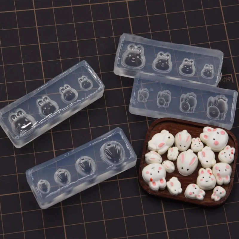 Miniature Cute Bunny Mold Ultra-light Clay Silicone Molds Soft Pottery Handmade Rabbit Uv Glue Mold Polymer Clay Tool