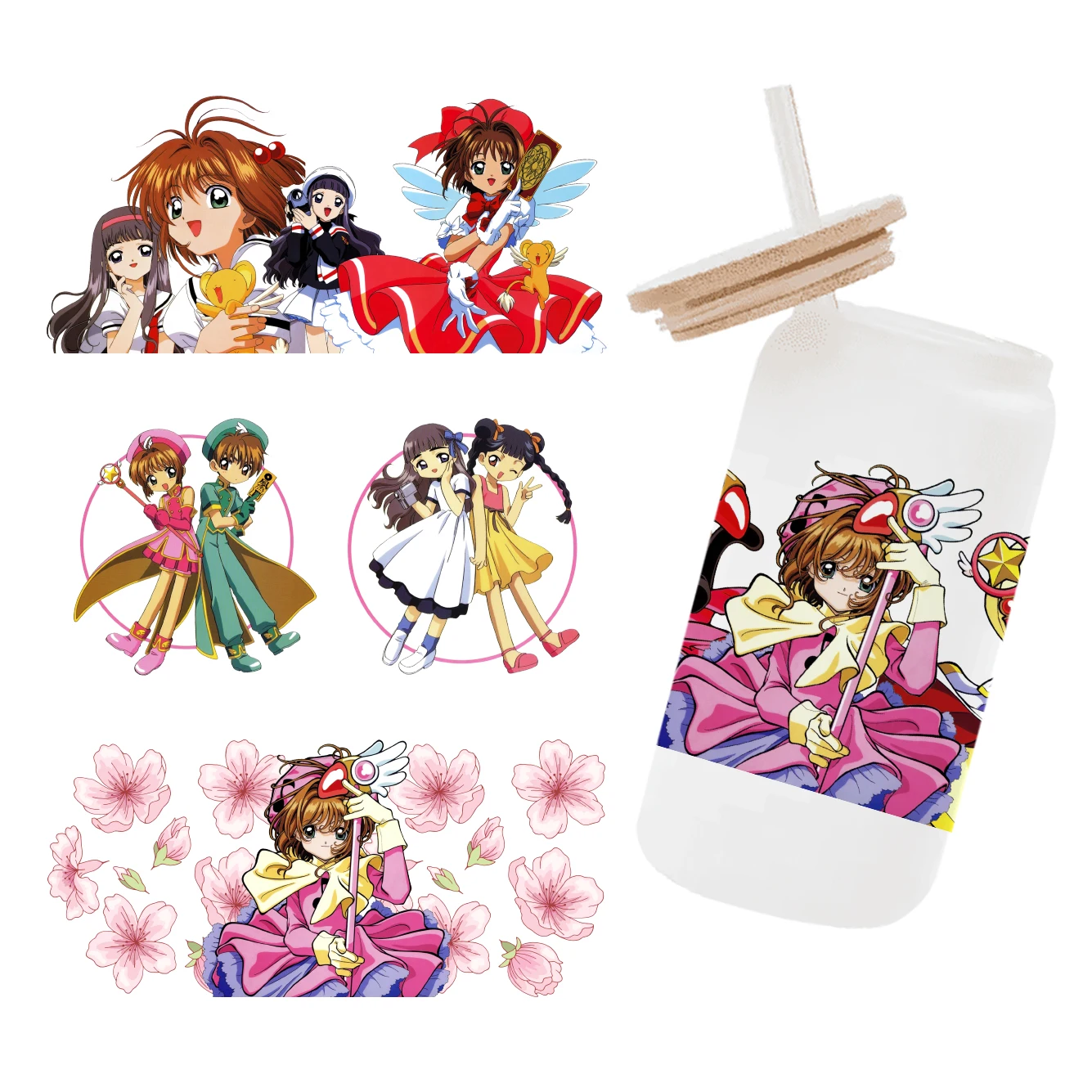 11x24cm Japanese Hot Anime Figure UV DTF Transfer Sticker Waterproof Transfers Decals For 16oz Glass Cup Wrap Stickers