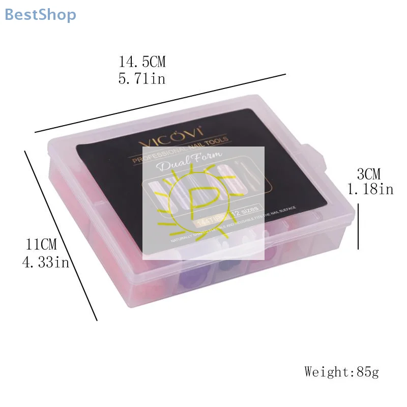 140pcs/box Nail Forms Set Colorful Full Nail Forms Top Molds Tips For Nails Gel Extension Forms Fake Building Mold Tools