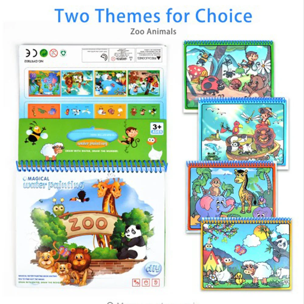 Magic Water Drawing Book Zoo Animal Dinosaurs Coloring Book Doodle Magic Pen Painting Drawing Board For Kids Educational Toys view 4
