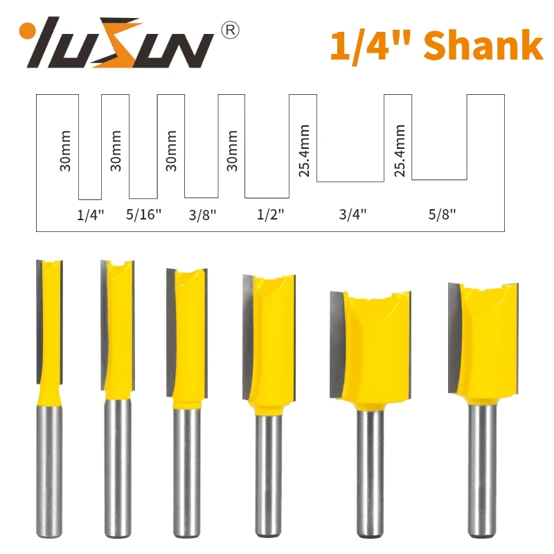 

YUSUN 1 шт., 6,35 мм, 1/4 дюйма, прямая фреза с хвостовиком, деревообрабатывающая фреза для дерева, торцевая фреза
