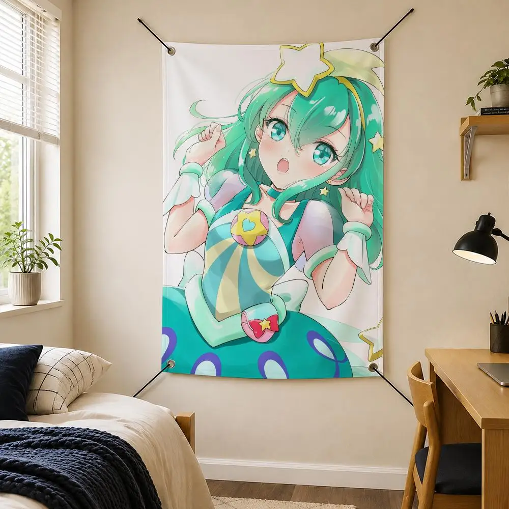 Magical Anime S-Star Twinkle Precure Flags Flag for Bedroom Garage Home Bar Gaming Room Dorm Wall Decor Gift