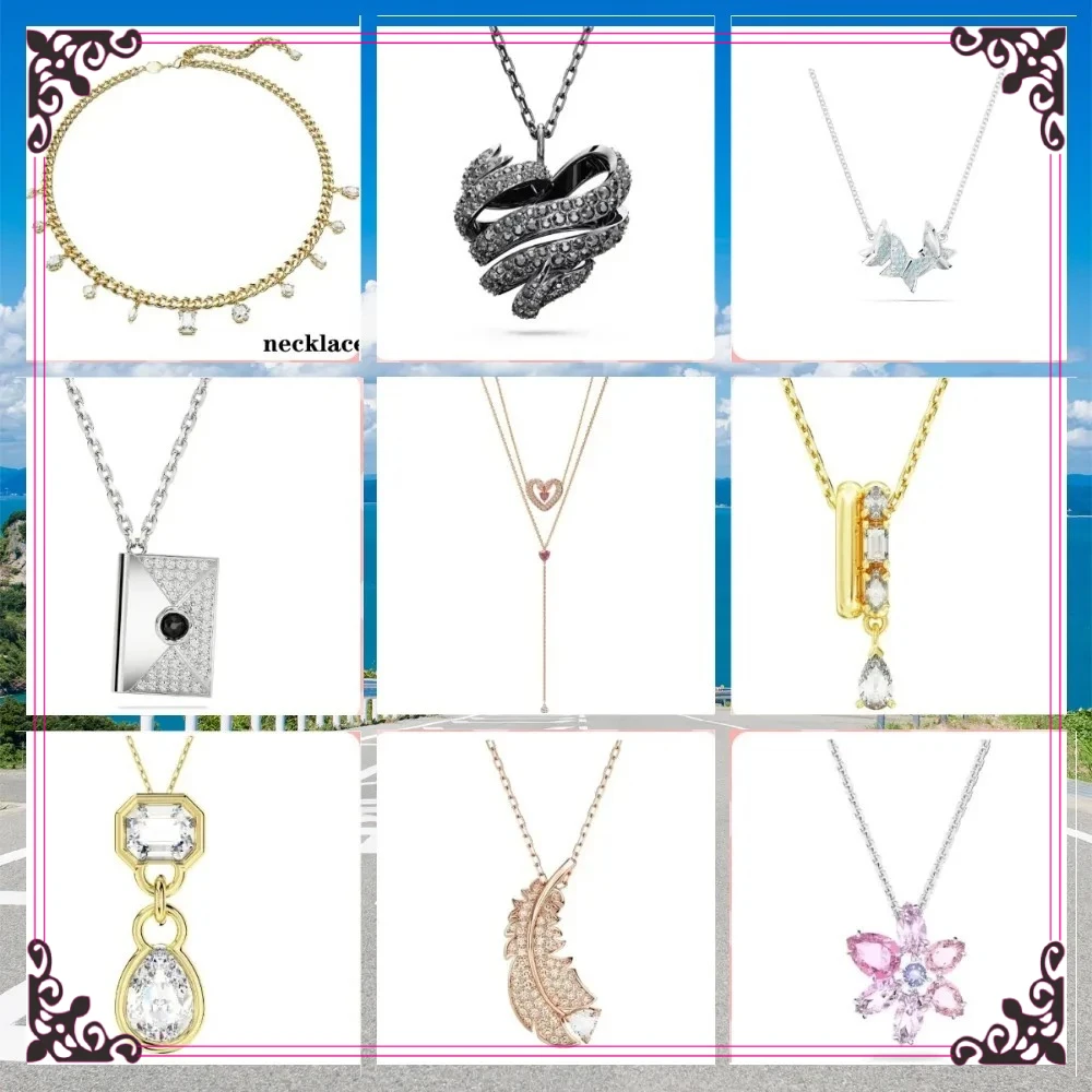 

Elegant S925 silver pendant necklace inlaid with sparkling teardrop crystals, exuding feminine charm, Mother's Day gift