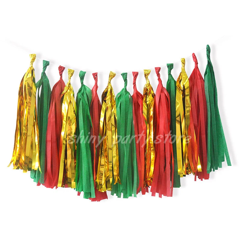 

Ｎew 35cm Paper Tassel Party Birthday Wedding Valentine's Day Christmas Colorful Aluminum Foil Mixed With Paper Tassel String