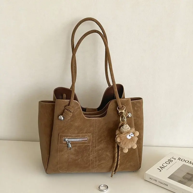 Vintage Frosted pu Leather Women's Handbag Commuter Large Capacity Casual Tote Bag hobo bag 2026 Autumn and winter Shoulder Bag