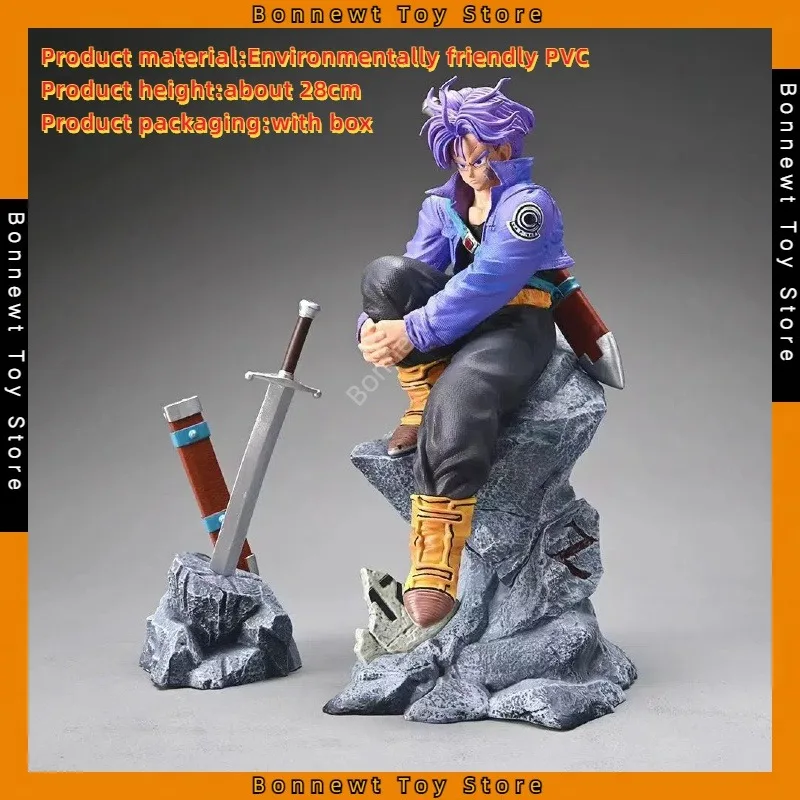 Figura de Dragon Ball The Last Warrior Trunks, espada trasera, Escena de Goku, Naruto, Super Saiyan, regalos para amigos, 27cm, nueva