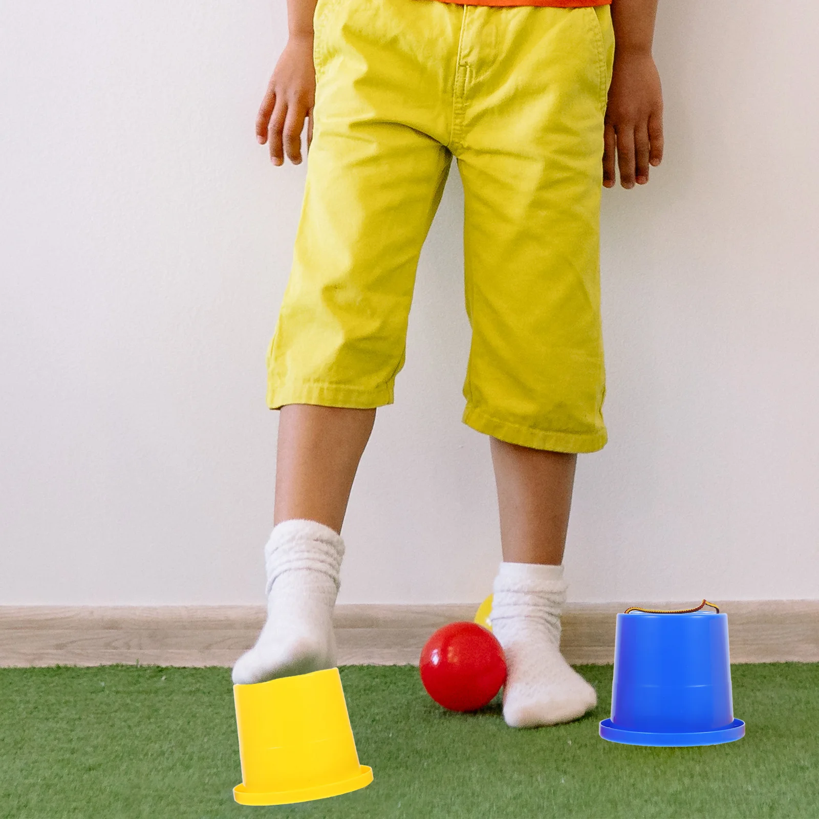 

3 Pairs Sensory Training Stilts Jumping Buckets Kids Toys Light Green Plastic Balance Coordination
