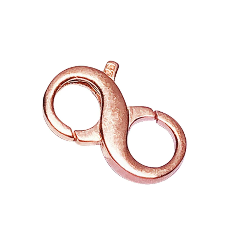 Hebilla de conexión de joyería tejida a mano de plata esterlina, cierres para hacer bricolaje, extensor de doble apertura, pulsera de oro rosa