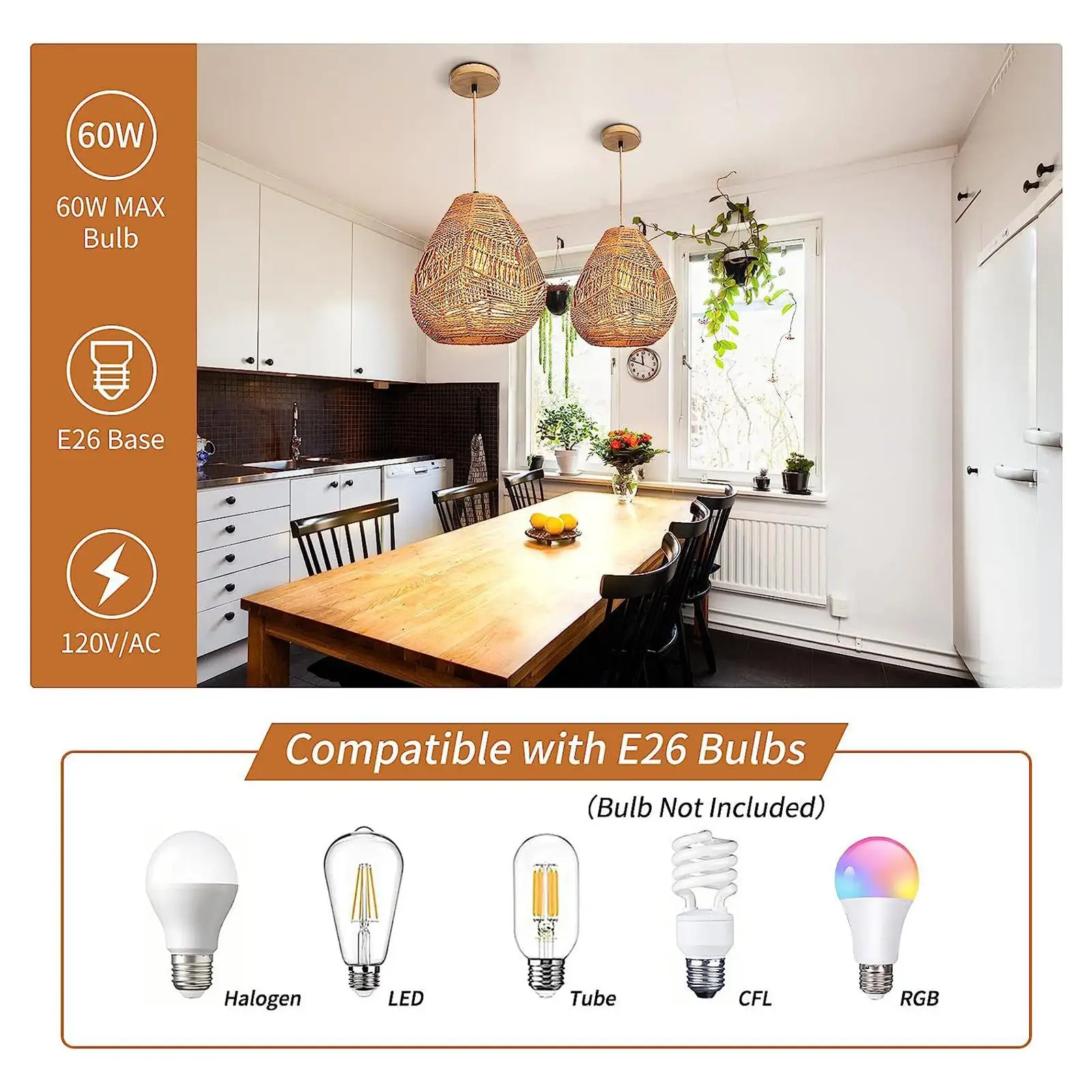Rattan Woven Pendant Light Cover Rope Lampshade Wicker Pendant Light Shade for Hotel Home Ceiling Fan Light Bulb Shop Restaurant