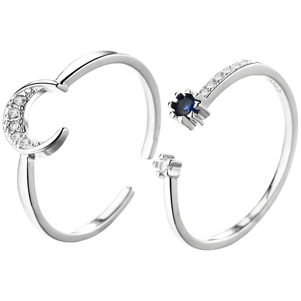 

2Pcs Creative Combination Rings Black Adjustable Women Jewelry Girls Thumb Korean Version Small Fashion Statement