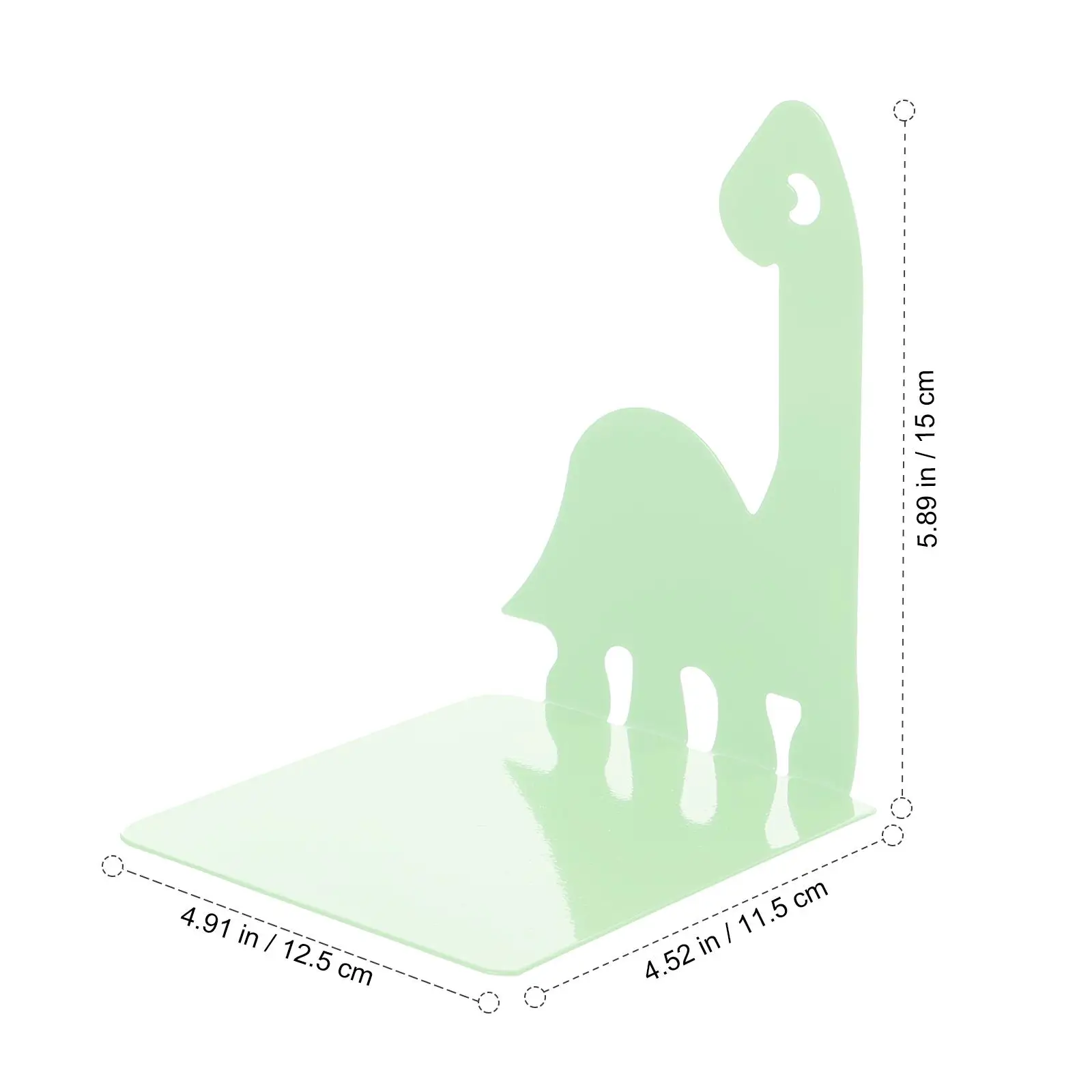 Dinosaur Book End Metal Storage Rack Green Desktop Stands Child Room Decor Smooth Premium Material Protect Scratch Tidy