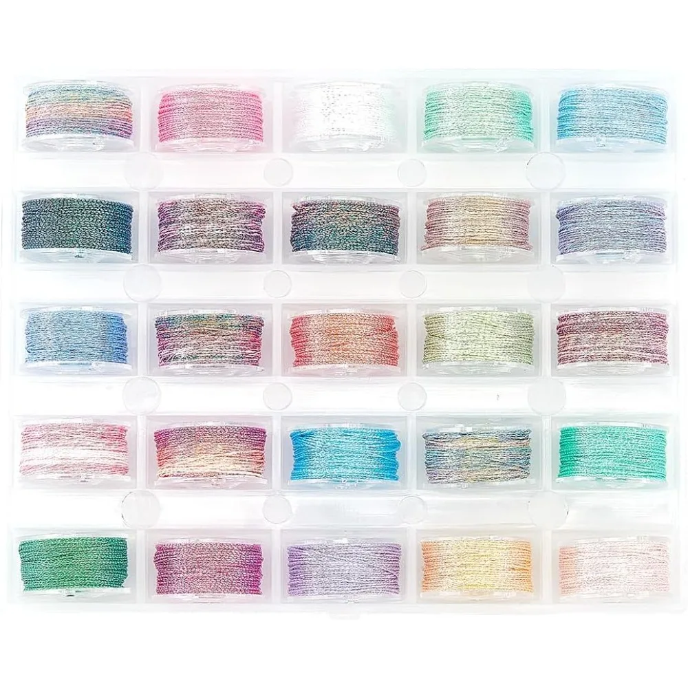 

272.5 Yard Polyester Beading Thread 25 Colors Segment Dyed Cord 0.2mm Macrame Polyester Cord Radiant Hand Knitting Cord