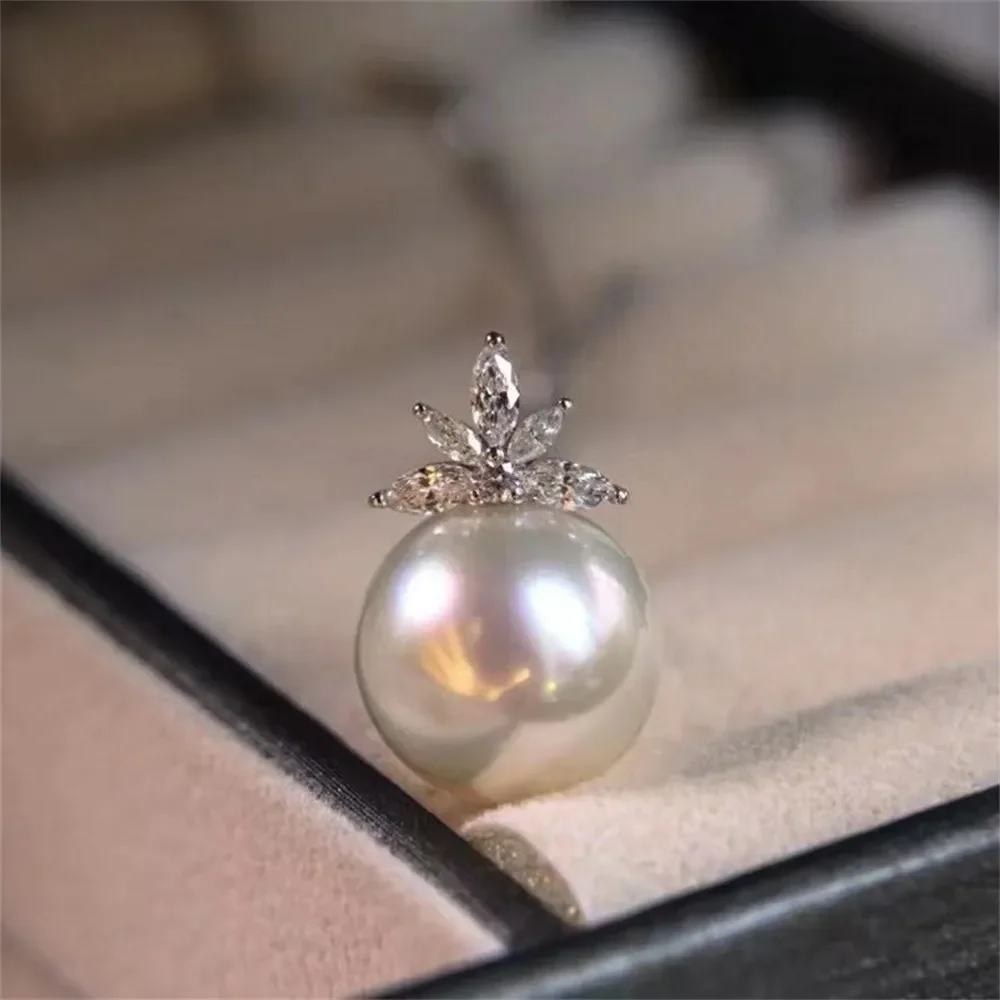 

DIY Pearl Accessories S925 Sterling Silver Pendant Empty Tray K Gold Jade Necklace Pendant Fit 8-12mm Round Oval D329