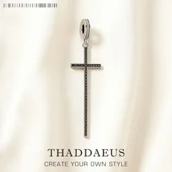 Black Cross Charm Pendant Brand New Fine Women Men Jewelry 925 Sterling Silver Vintage Faith Gift