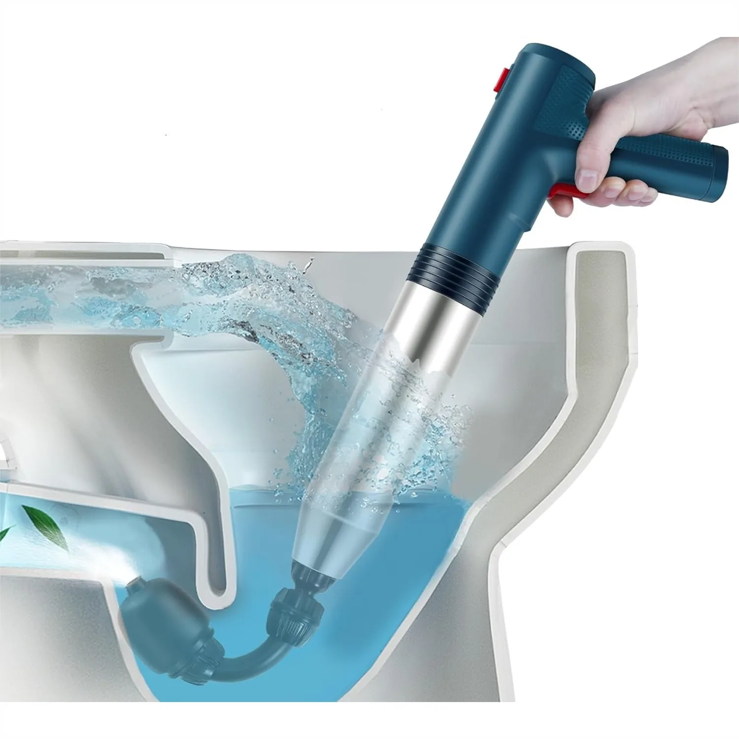 

Electric Toilet Plunger High Pressure Air Drain Blaster Gun with Visual Barometer, Powerful Clog Remover for Bathroom Kitchen