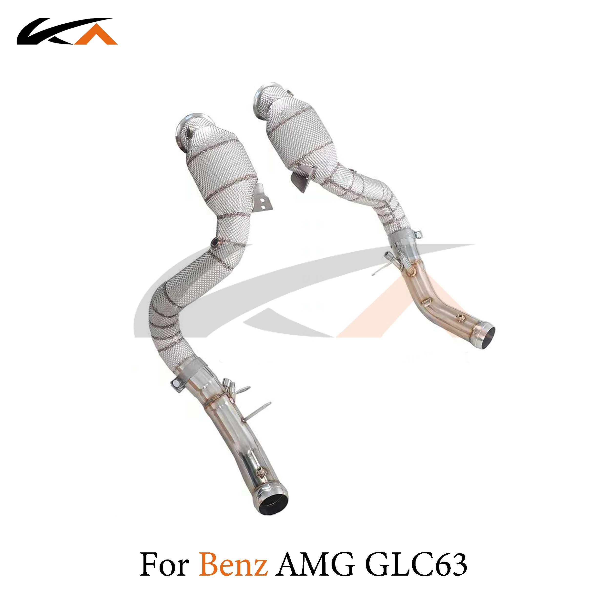 KA Tuning downpipe exhaust steel headers for Mercedes-benz AMG GLC63 4.0T performance parts heat shield catalysis