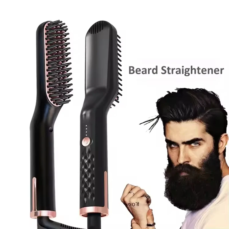 

Portable hair comb, brush, beard straightener, multi-functional straightener, curling iron, quick heating and styling tool