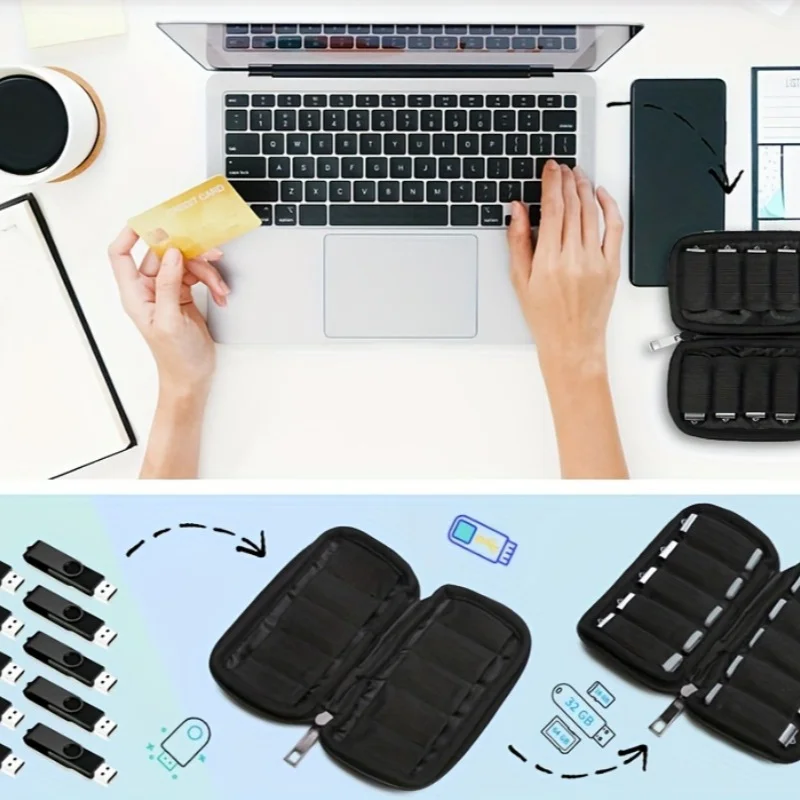 

Flash Drive Case USB Holder Organizer Portable Dustrproof Accessories Storage Bag For Thumb Drive Memory Stick SD Card Cable Cas
