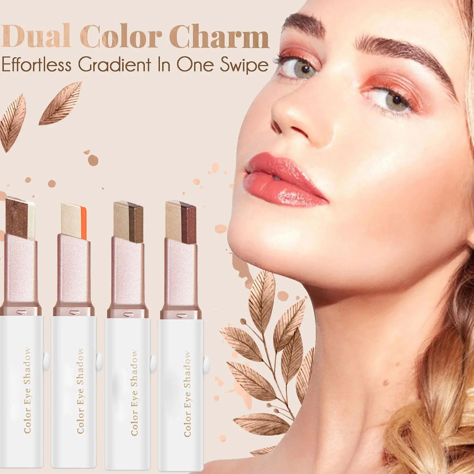 Two-tone Eyeshadow Stick Waterproof Two-Tone Eyeshadow Colour Long Pen Shadow Eye Stick Lasting Double Cream Shimmer Makeup M2L6