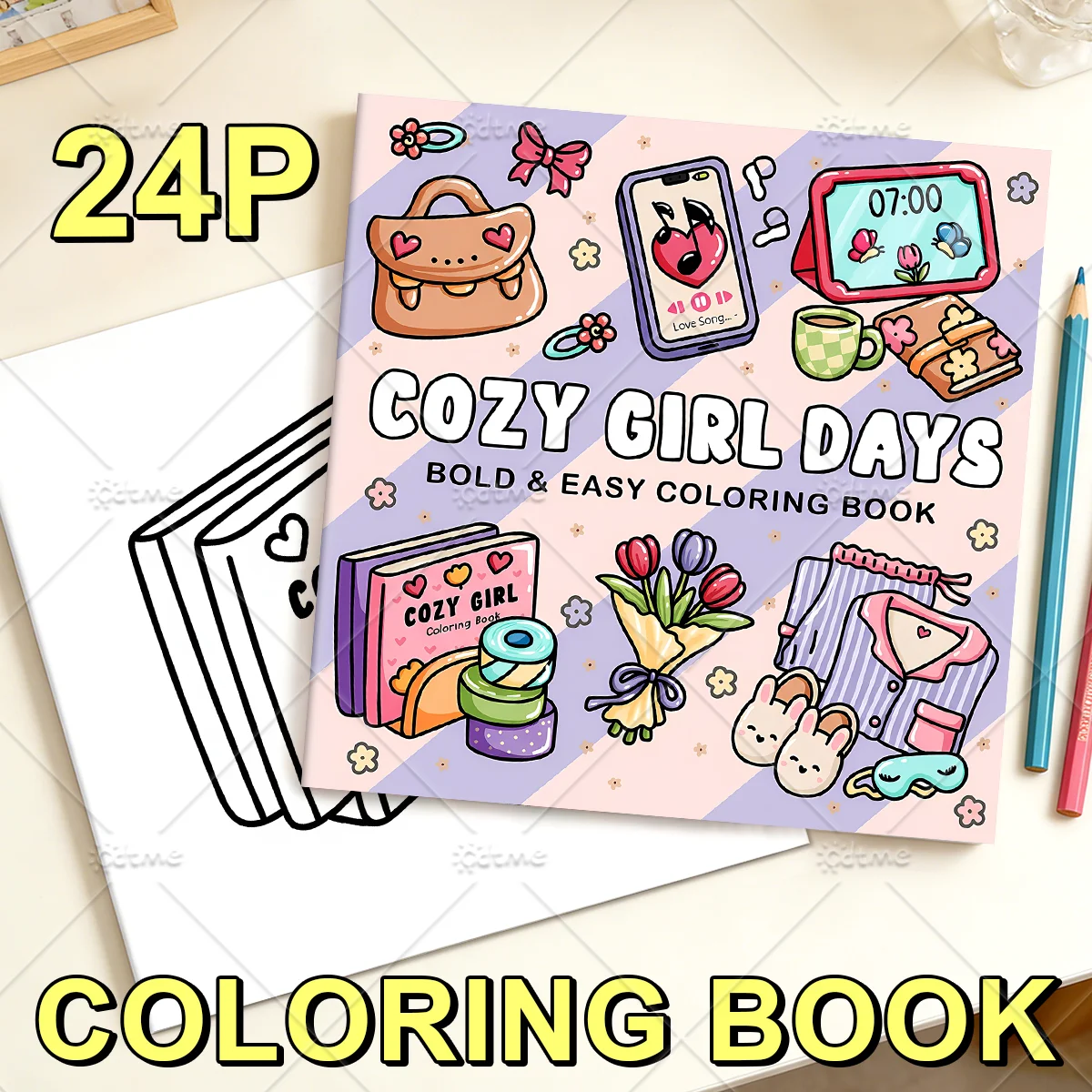 COZY GIRL DAYS Malbuch für Erwachsene und Teenager mit niedlichen, gemütlichen täglichen Aktivitäten zur Entspannung (Cozy Spaces Coloring) – Detail 1