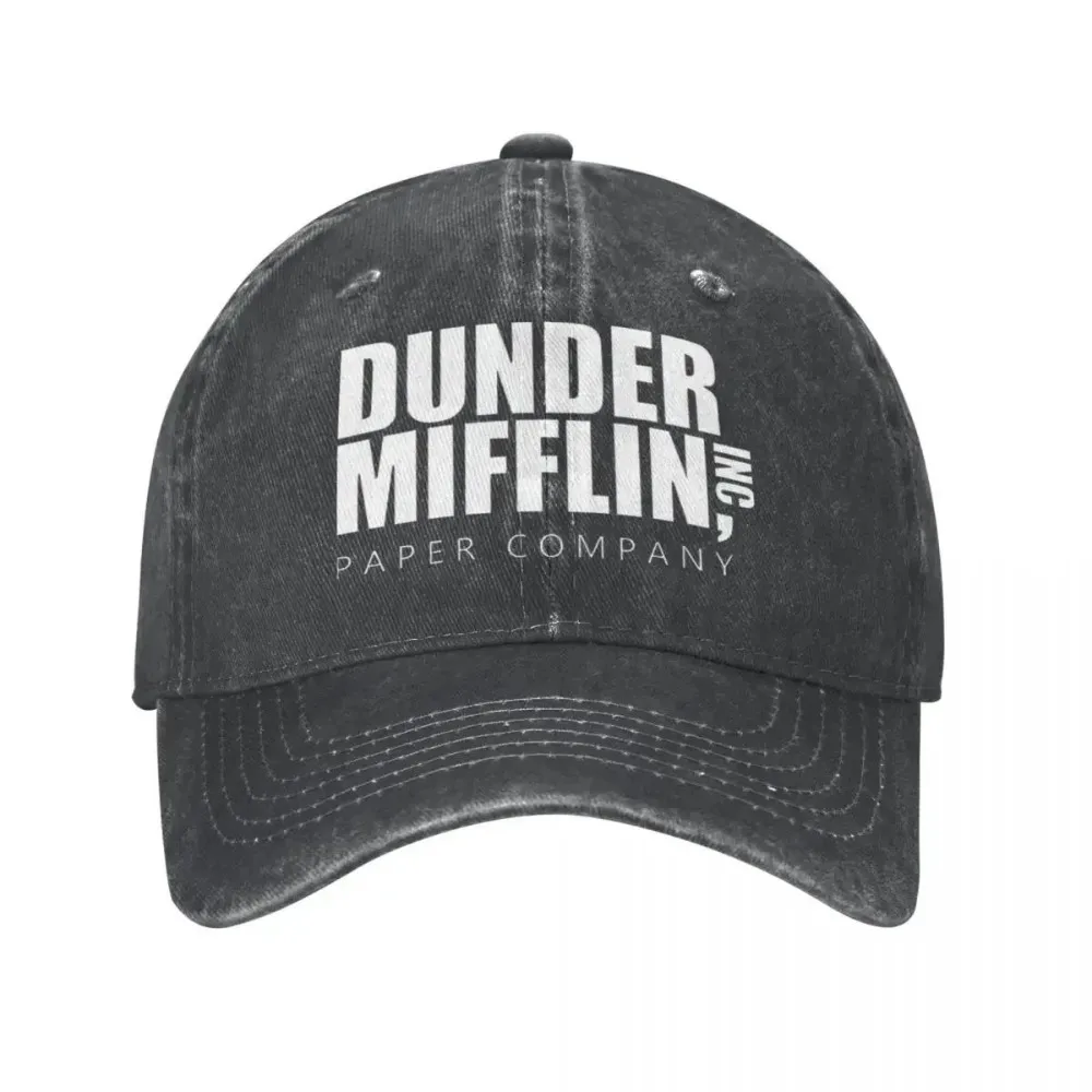 Classic Dunder Mifflin Logo Baseball Caps Men Women Distressed Denim Washed Sun Cap The Office Travel Adjustable Hats Cap