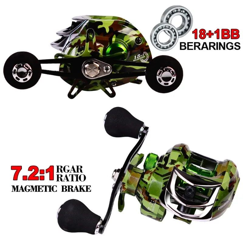 Metal Baitcasting Reel 18+1BB 7.2:1 Gear Ratio 225g Lightweight Saltwater Lure Fishing Tackle
