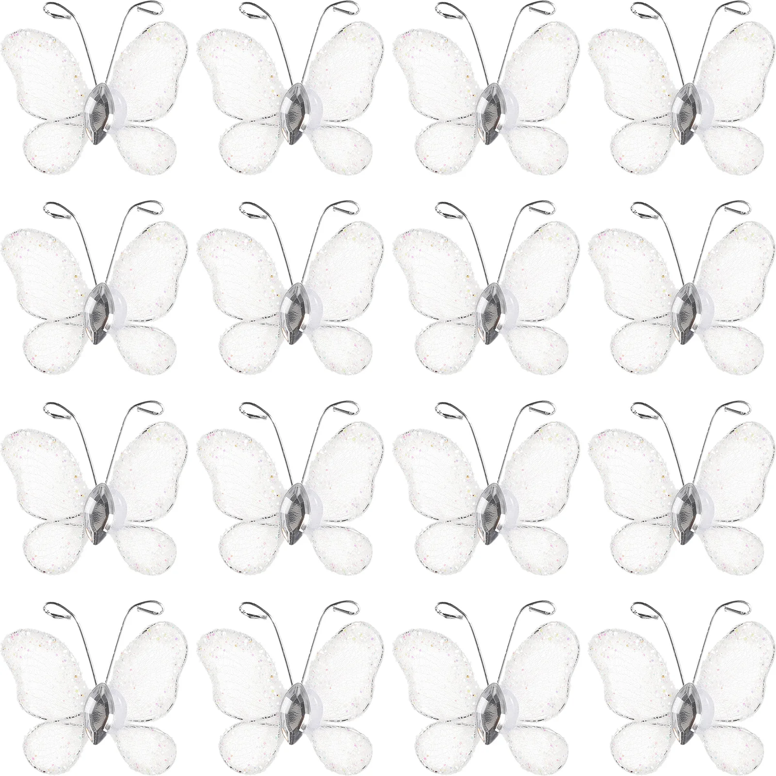50-delige bedrade vlinder decoratieve bruiloft gunst witte strass blauwe ambachten mesh