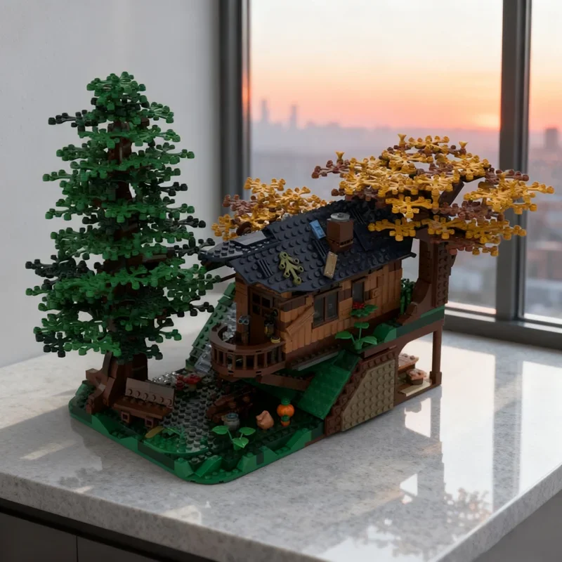 

1803 детали MOC Htte mit geheimer Hle Adventurersed — Конструктор для сборки модели, рождественский подарок, развивающая игрушка DIY, креативный обучающий конструктор