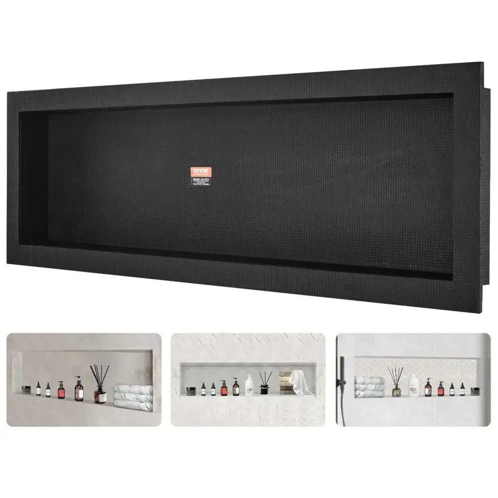

Для душа Ниша для плитки Ready 16x50 Органайзер с одной полкой Угловая настенная утопленная герметичная современная полка для хранения мыла Черный