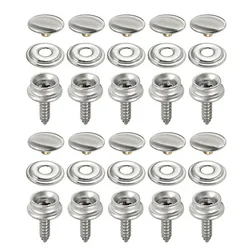 30Pcs/10Set Marine Grade Snaps Fastener Stainless Steel Snaps Buttons 15mm Snap Kits For Boat Cover Sewing Leather Canvas