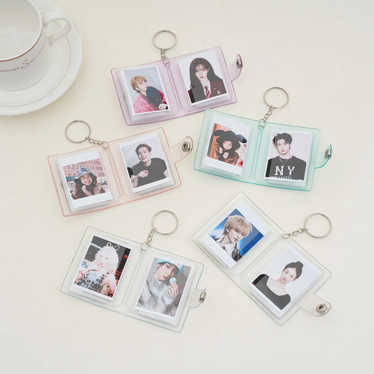 1/2/3 Inch Multi-Size Mini Photo Album Keychain Portable PVC Card Album for IDs, Photocards And Coin Storage