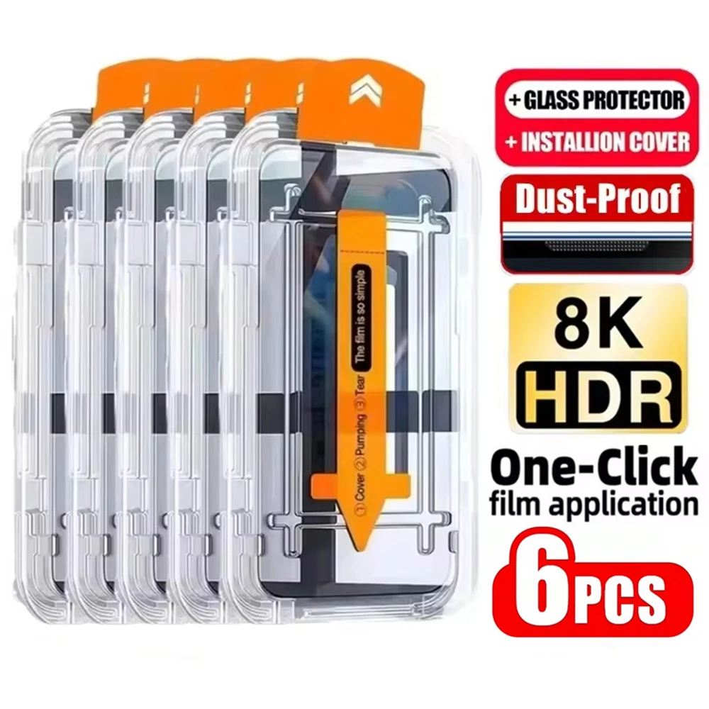 

1-6 шт., защитная пленка из закаленного стекла без пыли для iPhone 17 Pro Max 16 15 14 Plus 13 12 Mini 11 XR 17 Air 16e XS