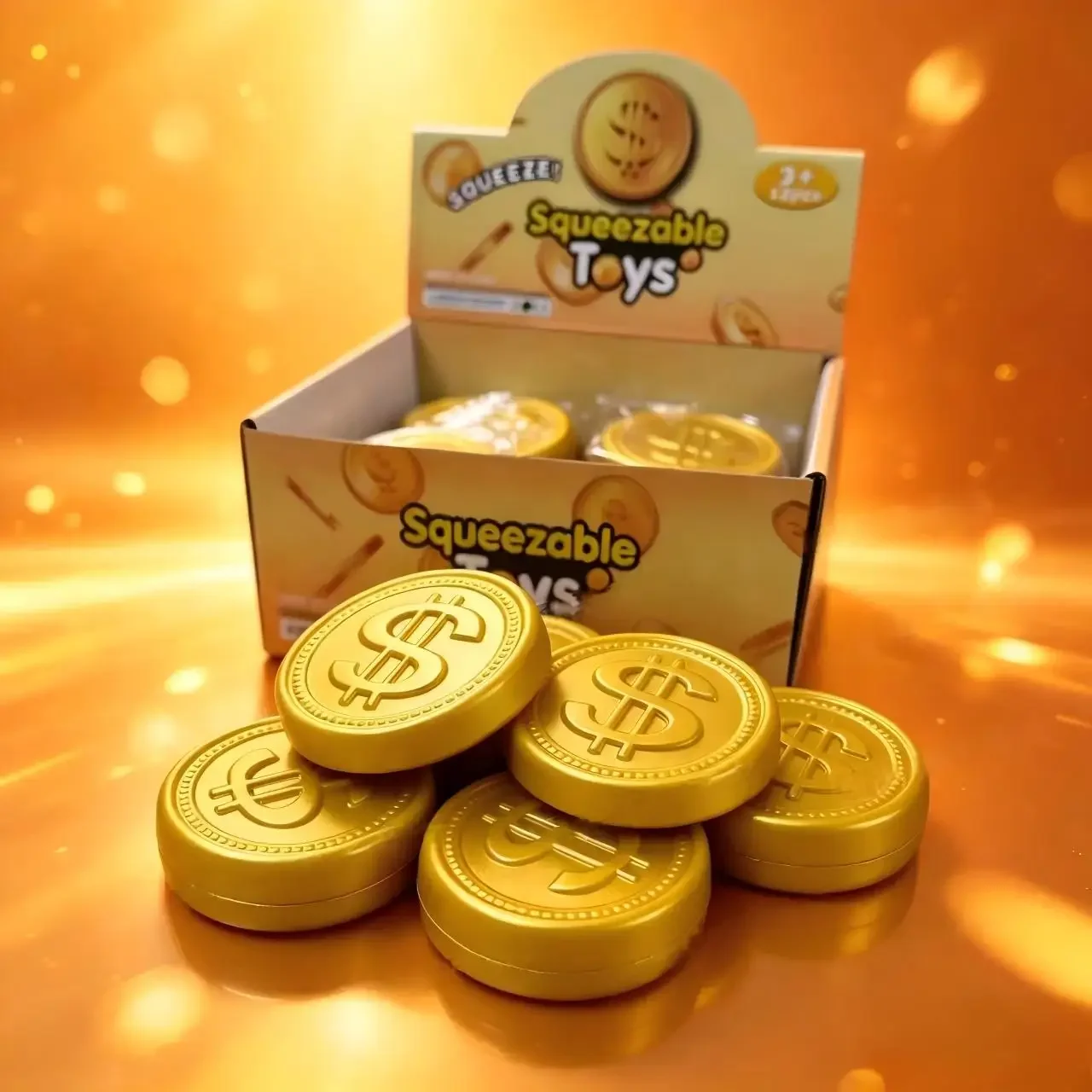 NEW! Golden Money Bag Fidget Squeeze Soft TPR Stretchable Deformable Money Pouch Shape Stress Relief Funny Novelty Gift