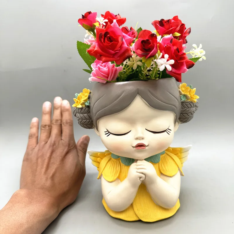 

Silicone Mold Flower Fairy Prayer Flower Pot Resin Gypsum Concrete Crystal Dropping Glue Tool DIY Handmade Crafts Decoration