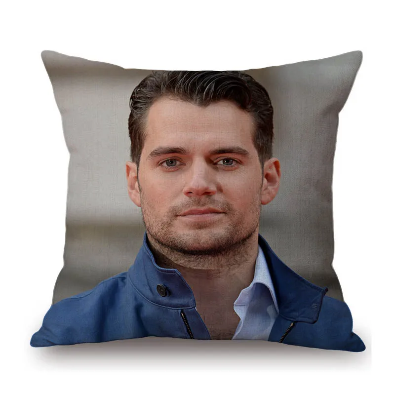 مثير وسيم سوبر ستار هنري كافيل العضلات رجل المشجعين هدية القطن الكتان أريكة رمي كيس وسادة ديكور المنزل الفن غطاء الوسادة #4