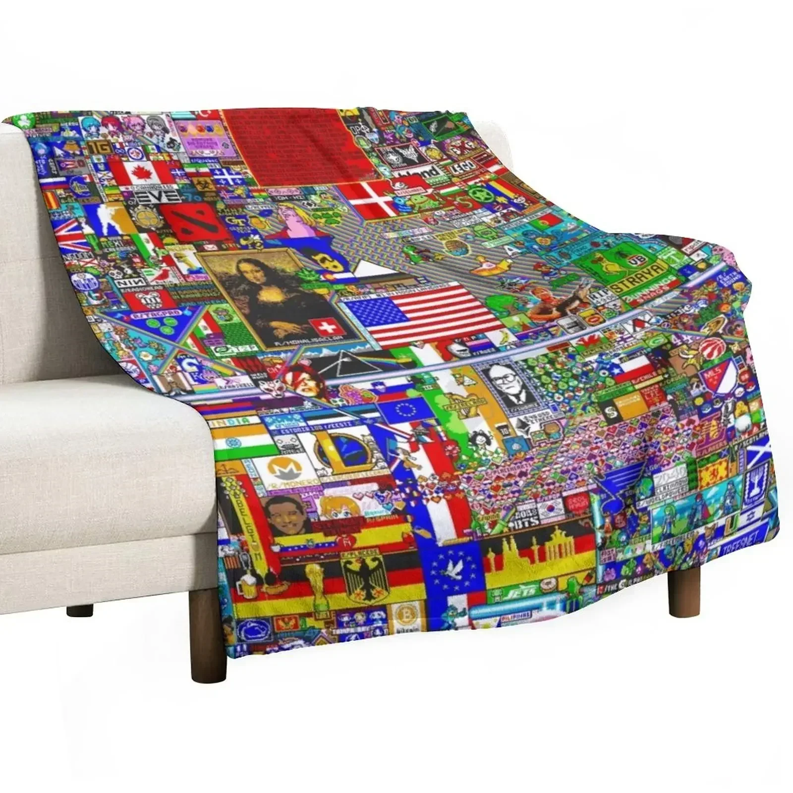 

Reddit /r/Place Final Canvas Throw Blanket Furrys warm winter Single Blankets