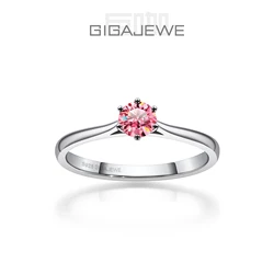 GIGAJEWE 0.3ct 4mm Round Cut D VVS1 Moissanite 925 Silver Ring Diamond Test Passed Fashion Girlfriend Women Gift