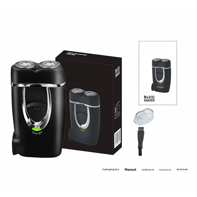 Barbeador elétrico para homens recarregável de cabeça dupla mini navalha portátil RS831 com lâminas de barbear precisas