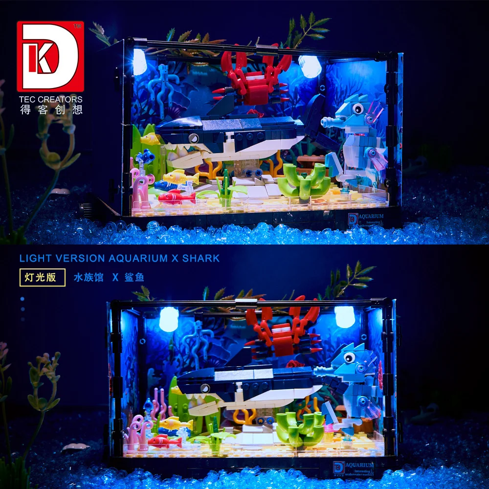 648PCS Shark Ecosystem Marine Habitat Aquatic Life Custom Display Model Terrarium Construction Assembly Kit Educational Present